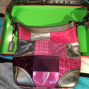 *RARE* Coach Holiday Pink Patchwork Gallery Purse